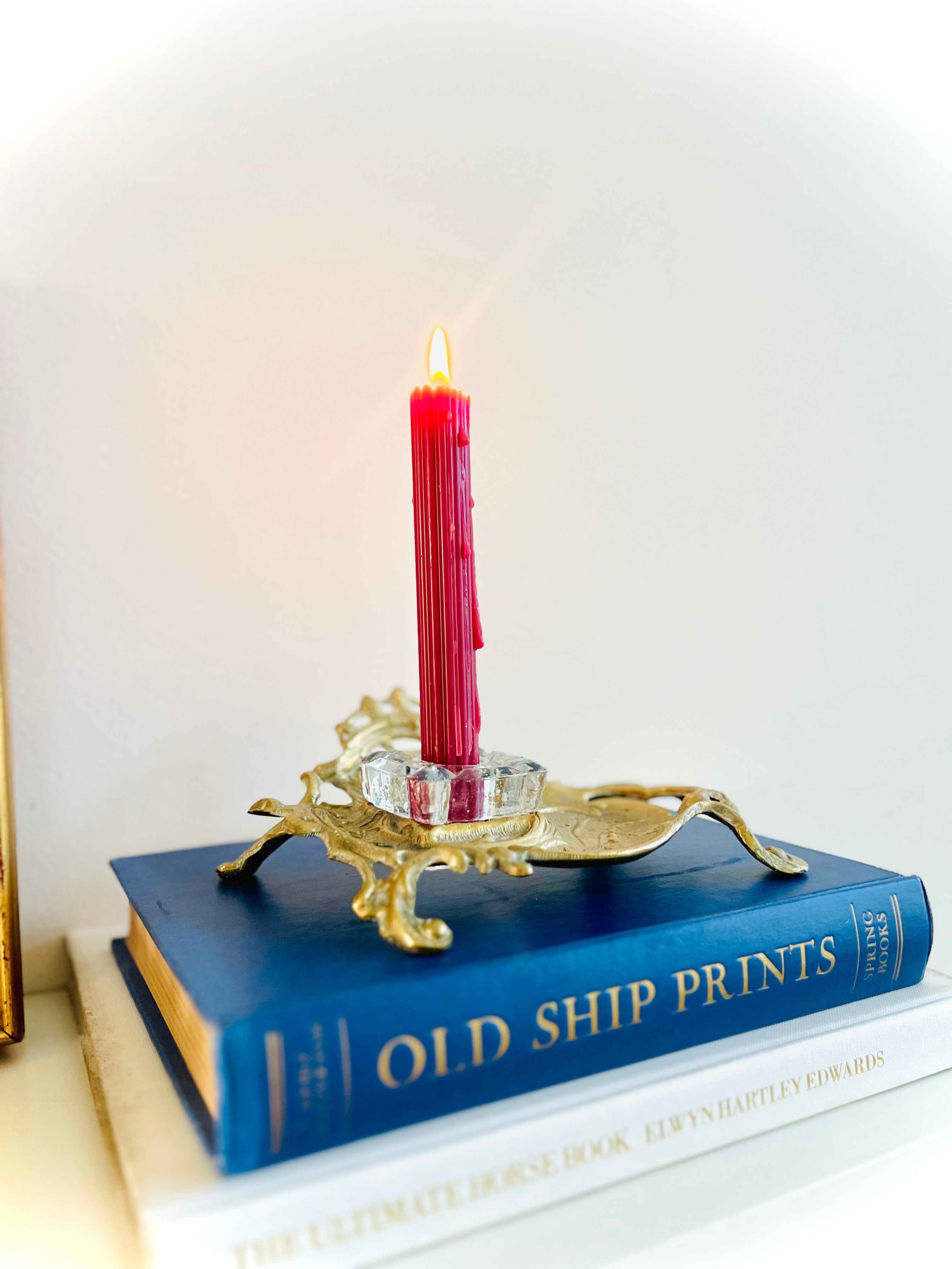 Brass & glass inkwell