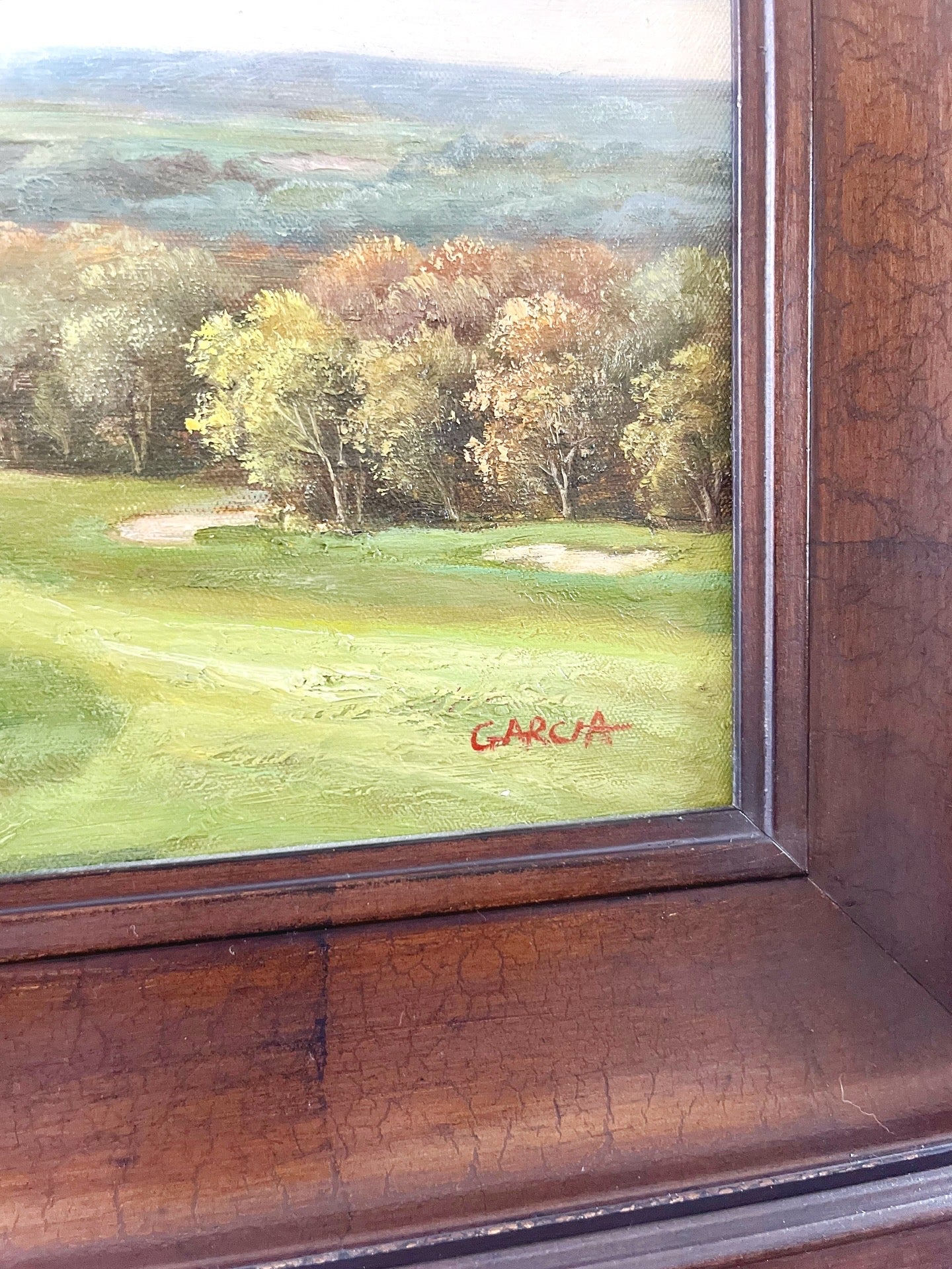 Golf course framed oil