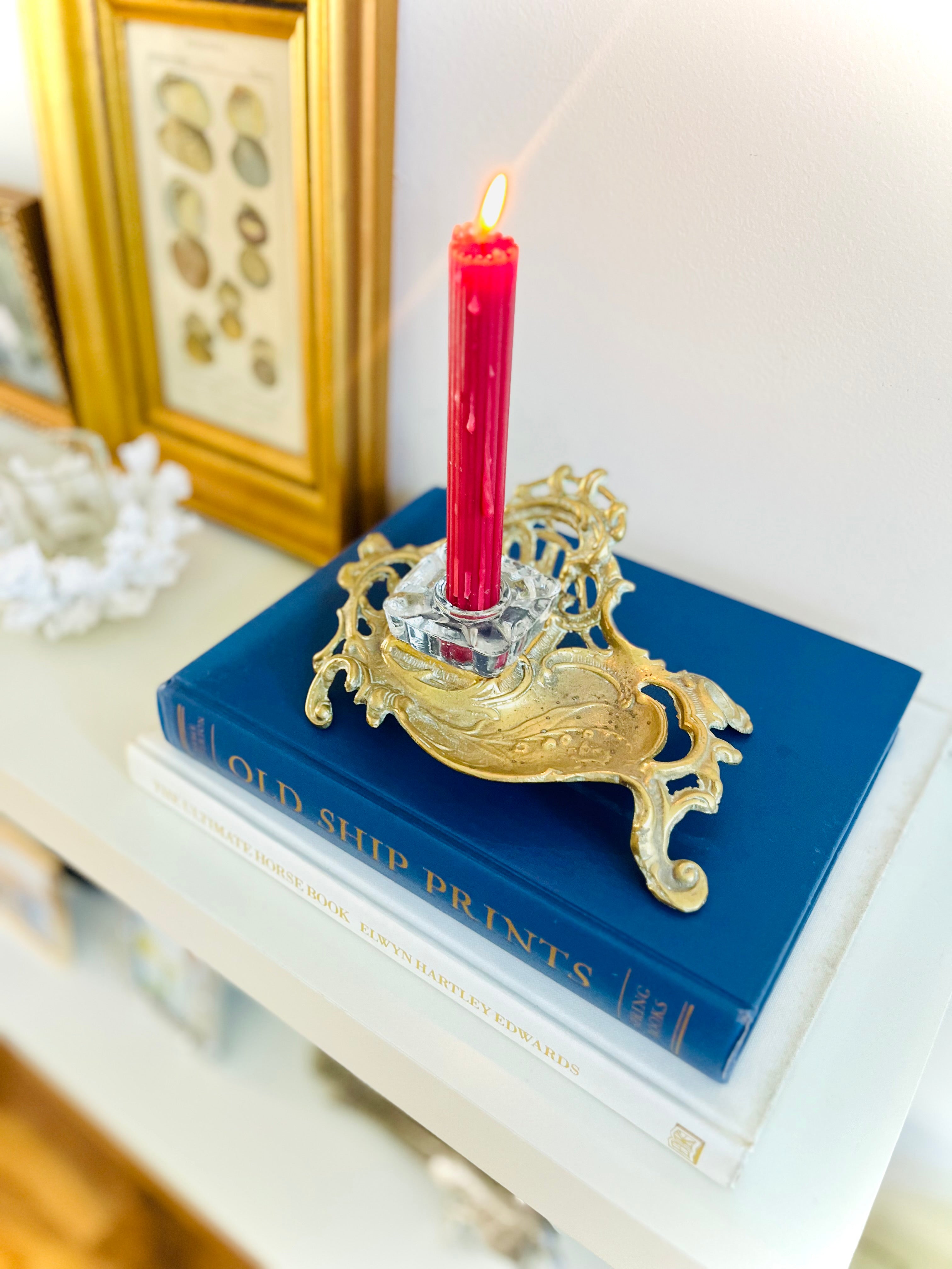 Brass & glass inkwell