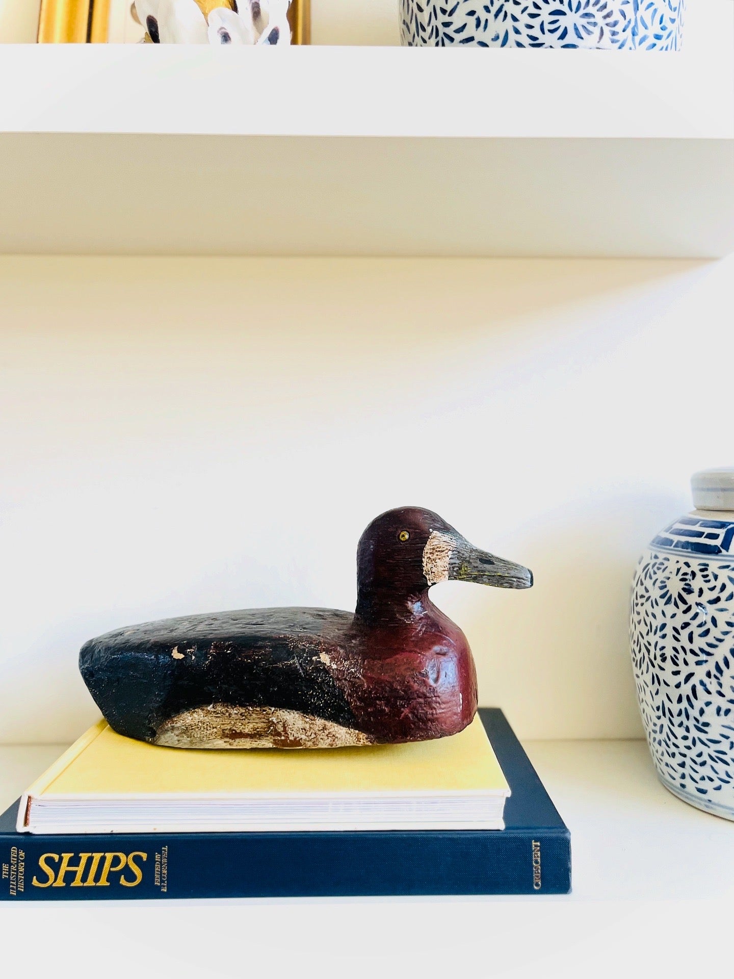 Hand carved blue bill decoy