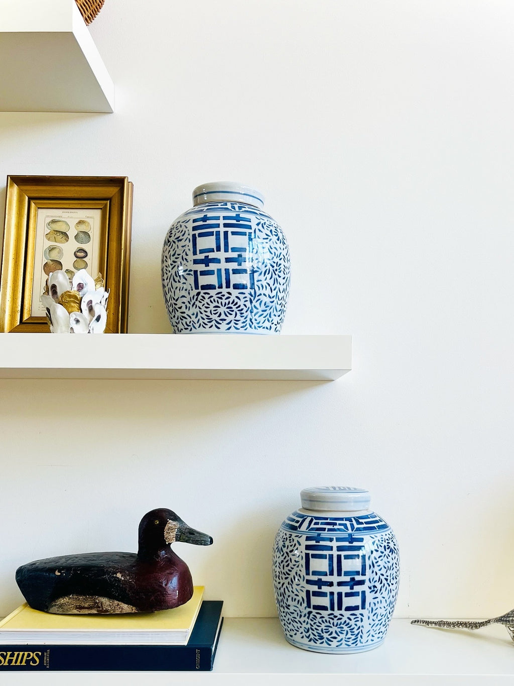 Blue & white double happiness ginger jar