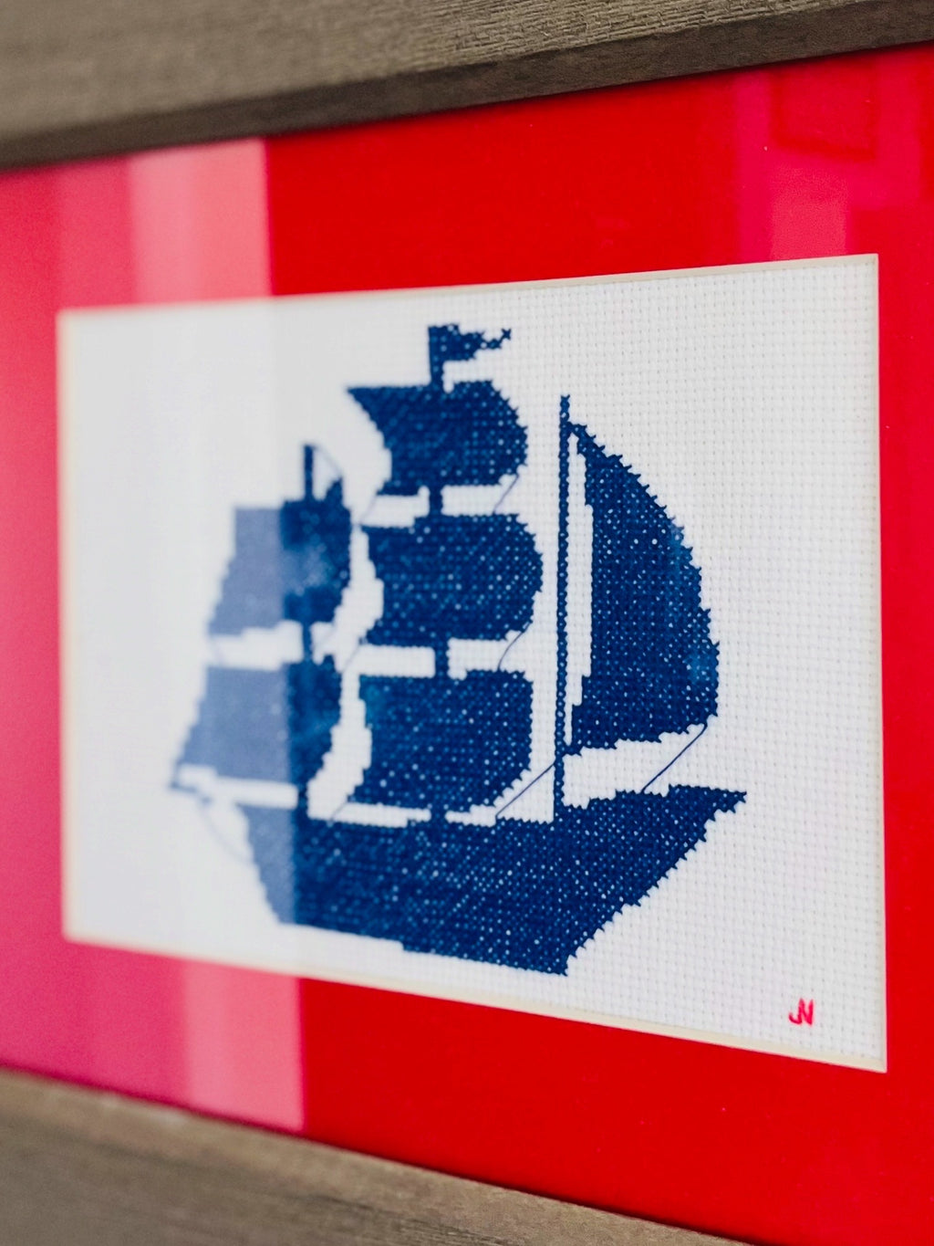 Nautical needlepoint ship