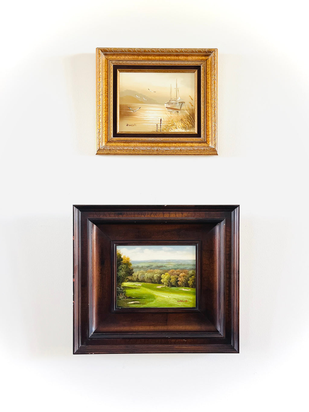 Golf course framed oil
