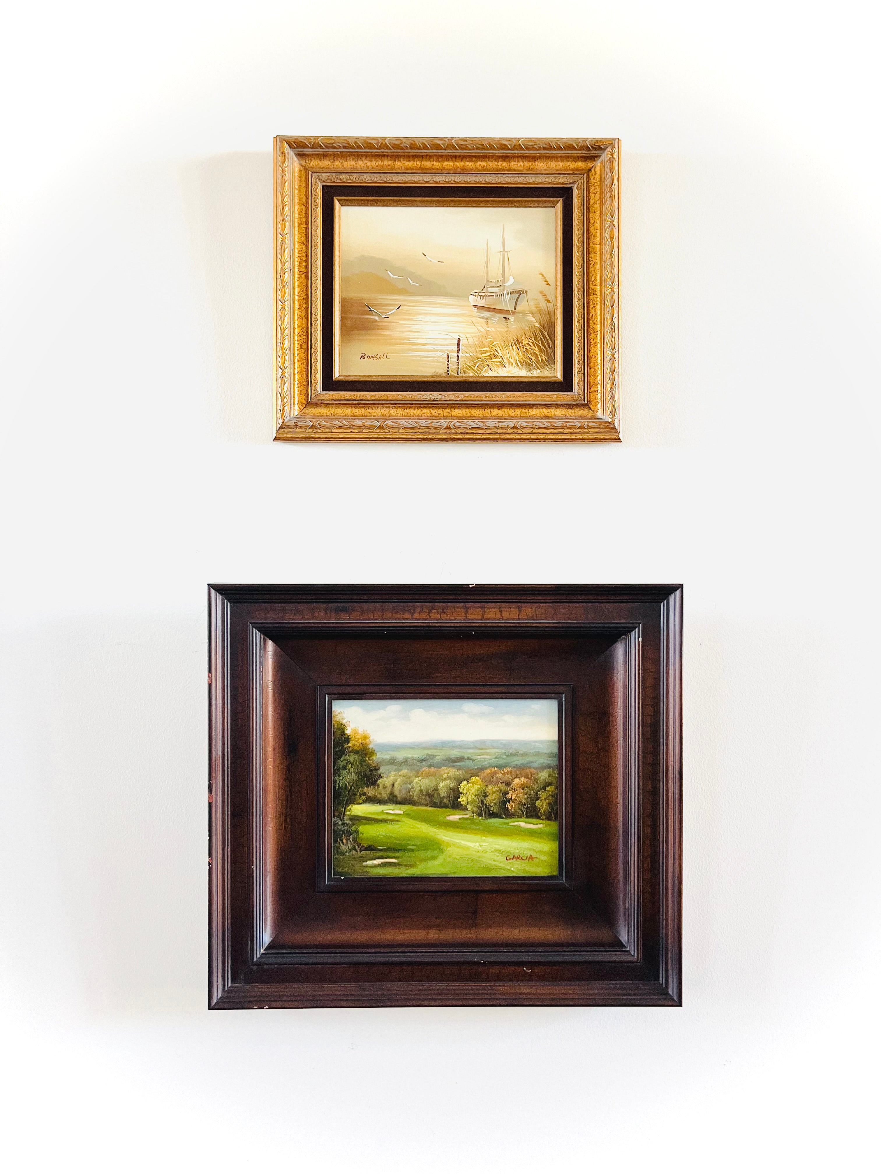 Golf course framed oil
