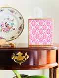 Pink & white tissue box cover