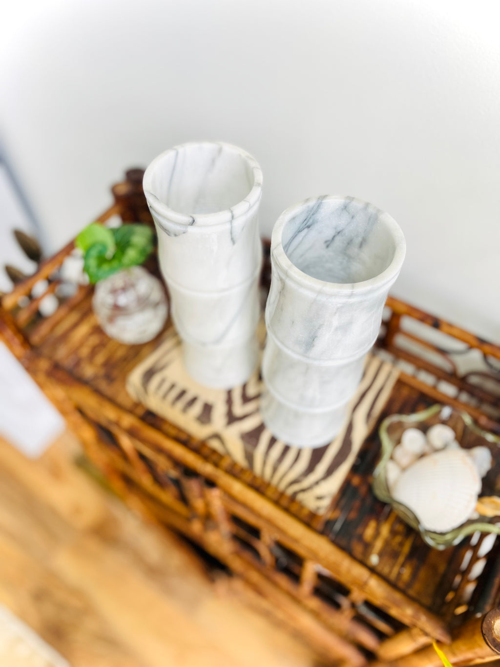 Marble bamboo cylinder vases
