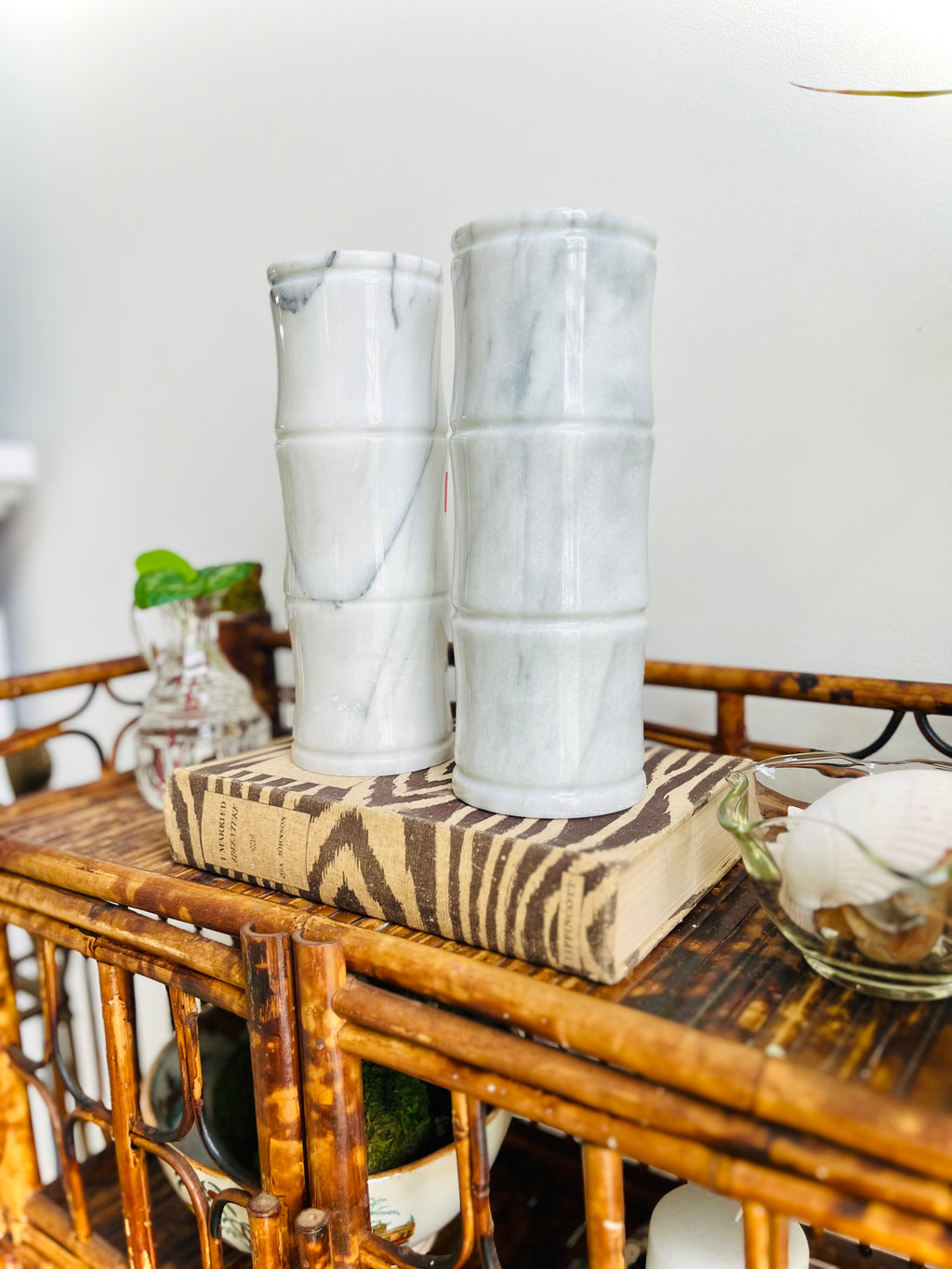 Marble bamboo cylinder vases