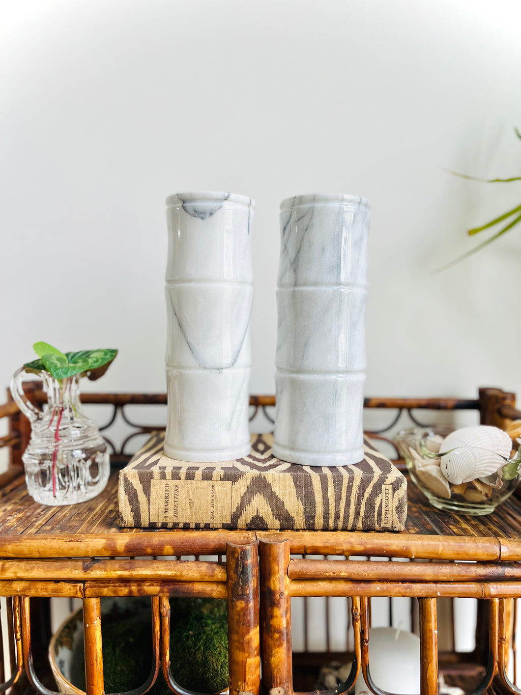 Marble bamboo cylinder vases