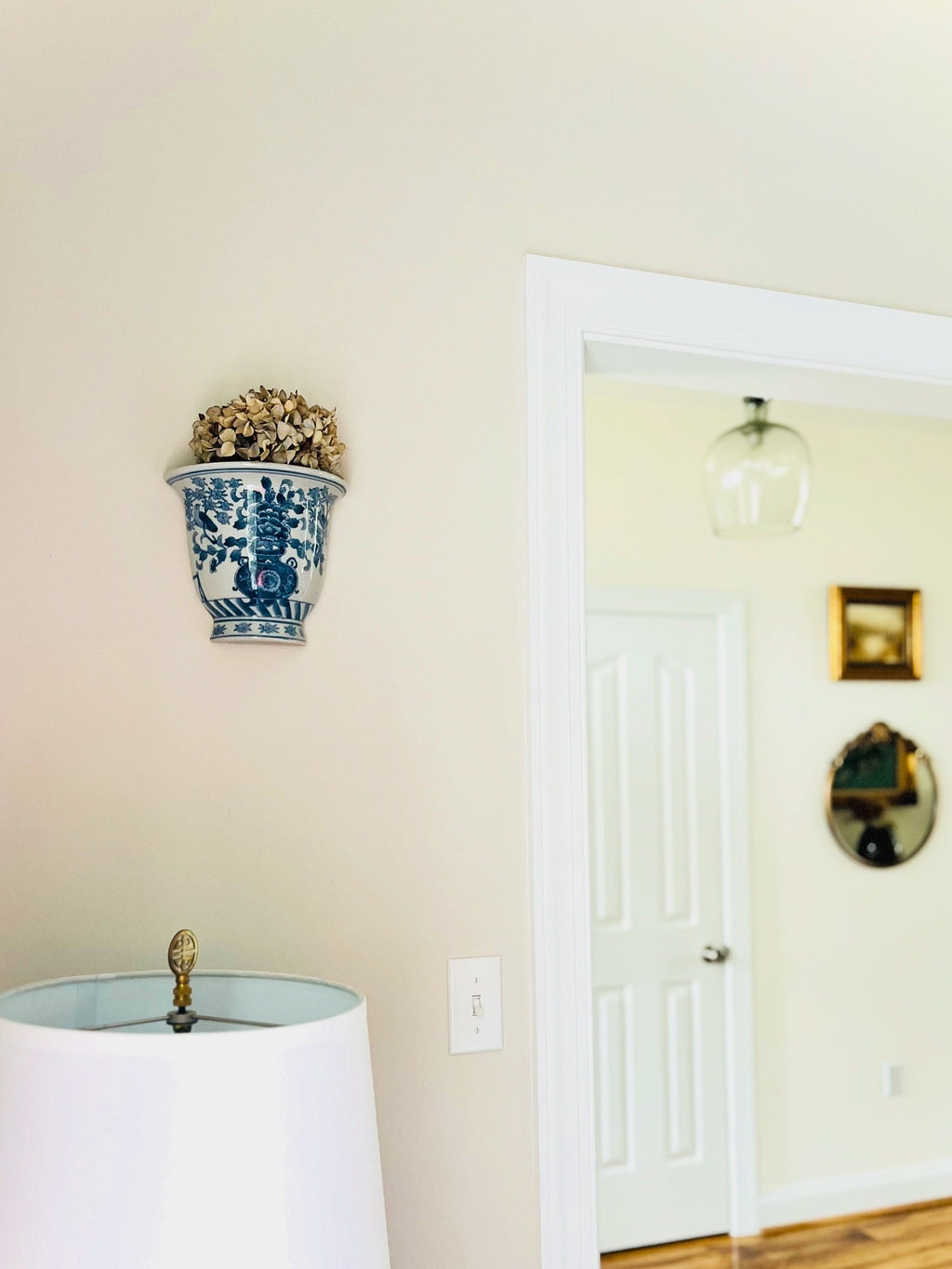 Blue & white wall pocket