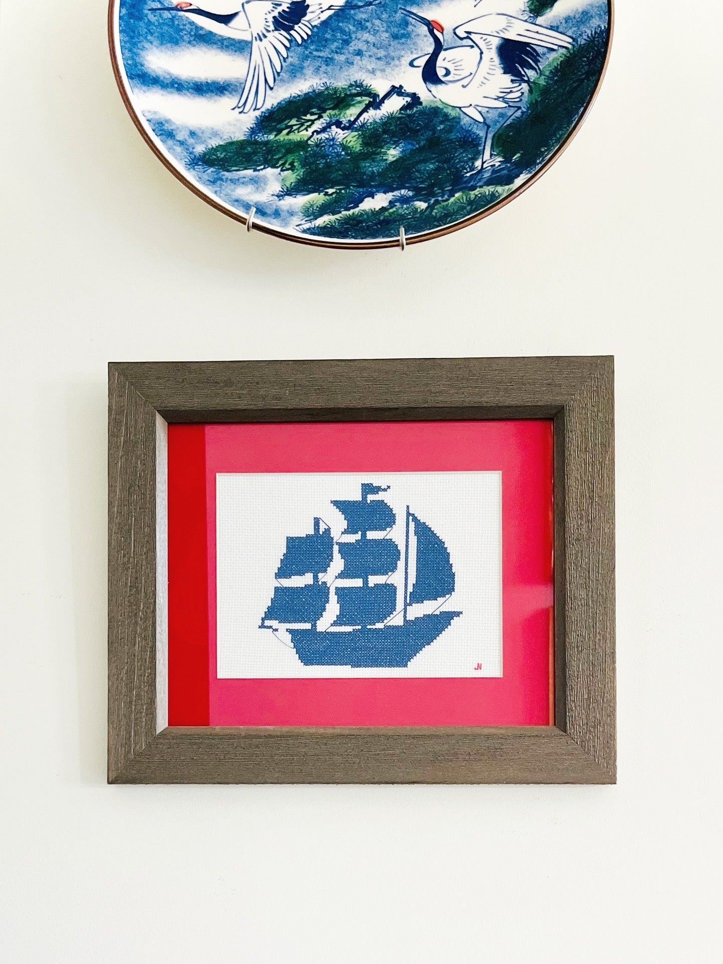 Nautical needlepoint ship