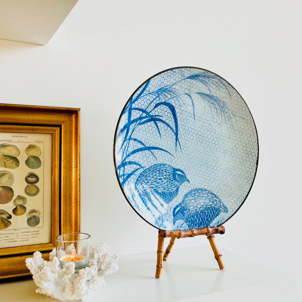 Blue & white 12” quail plate