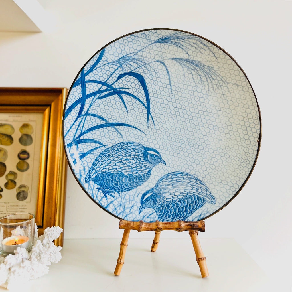 Blue & white 12” quail plate
