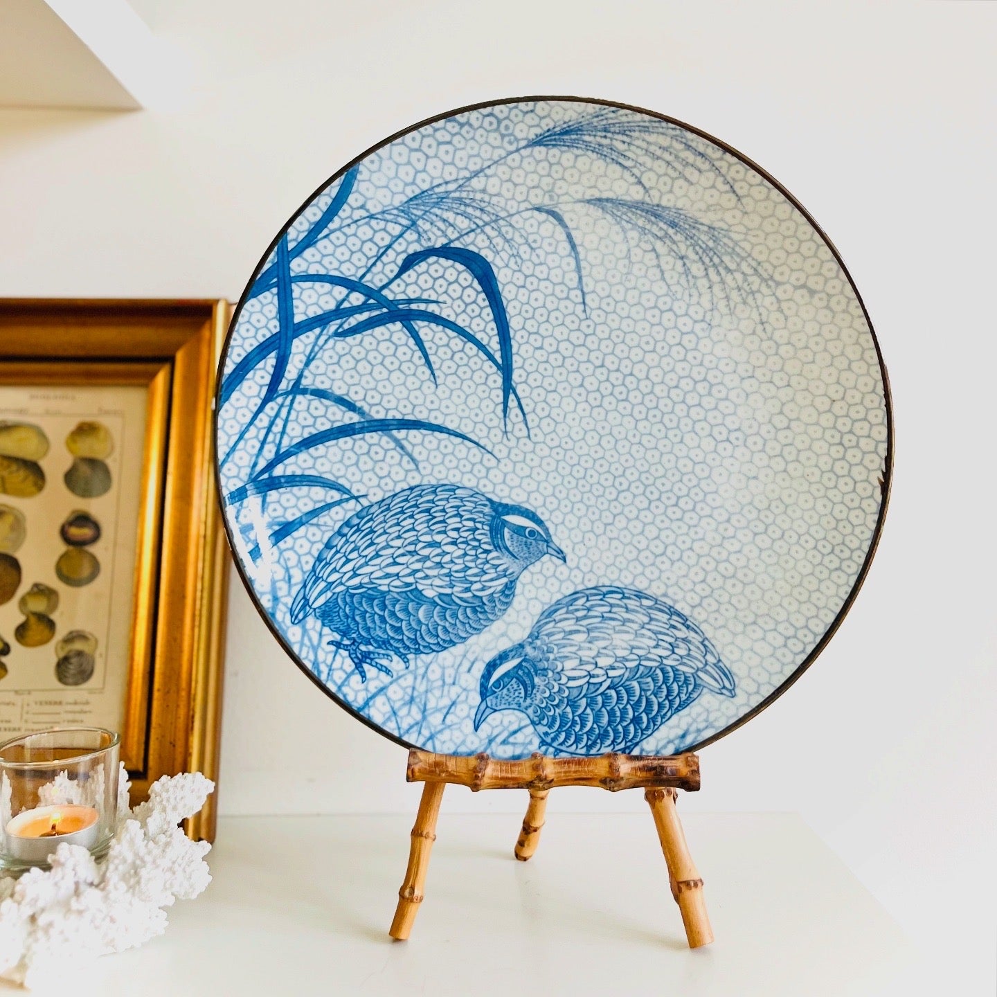 Blue & white 12” quail plate