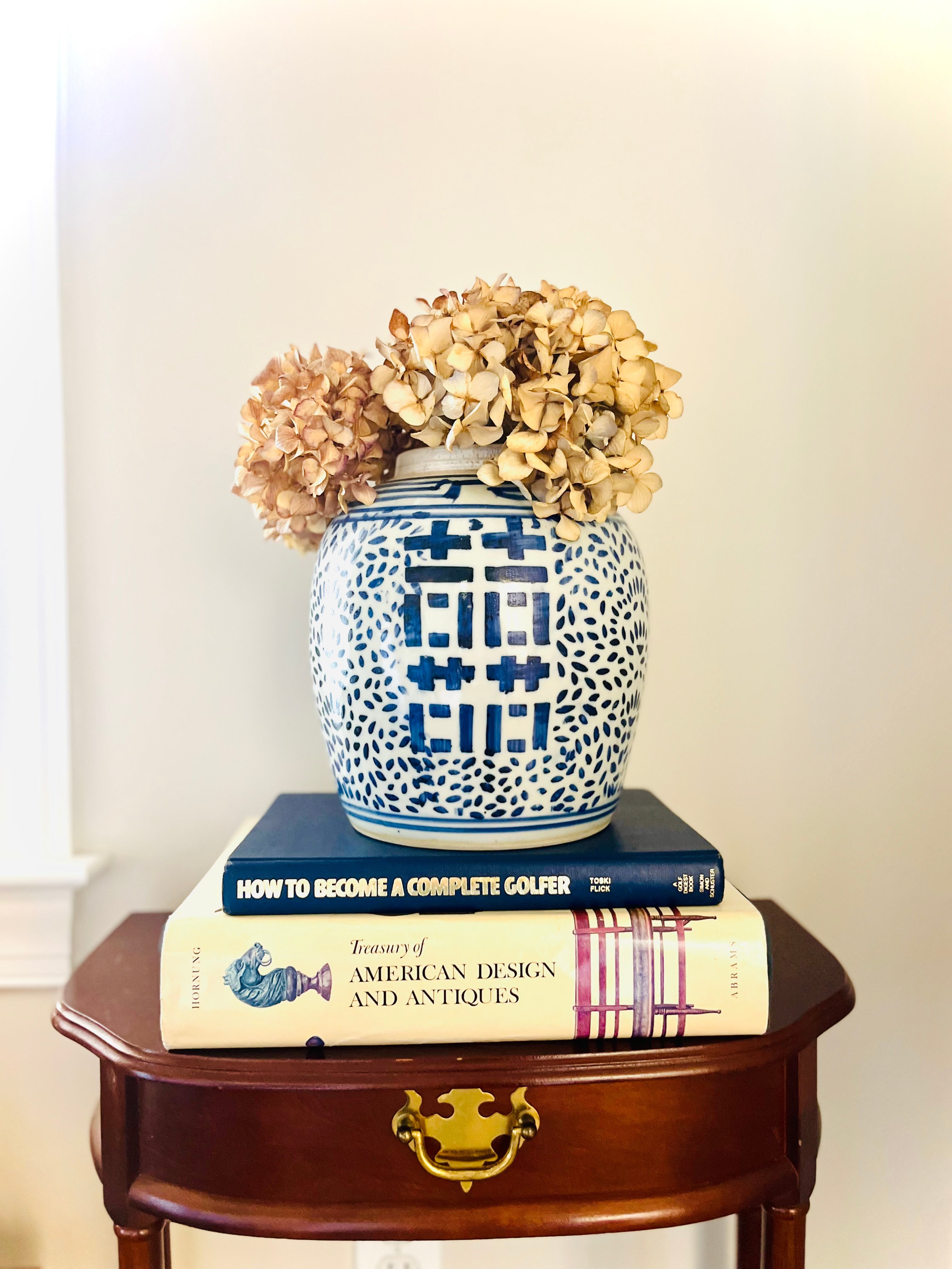 Blue & white double happiness ginger jar