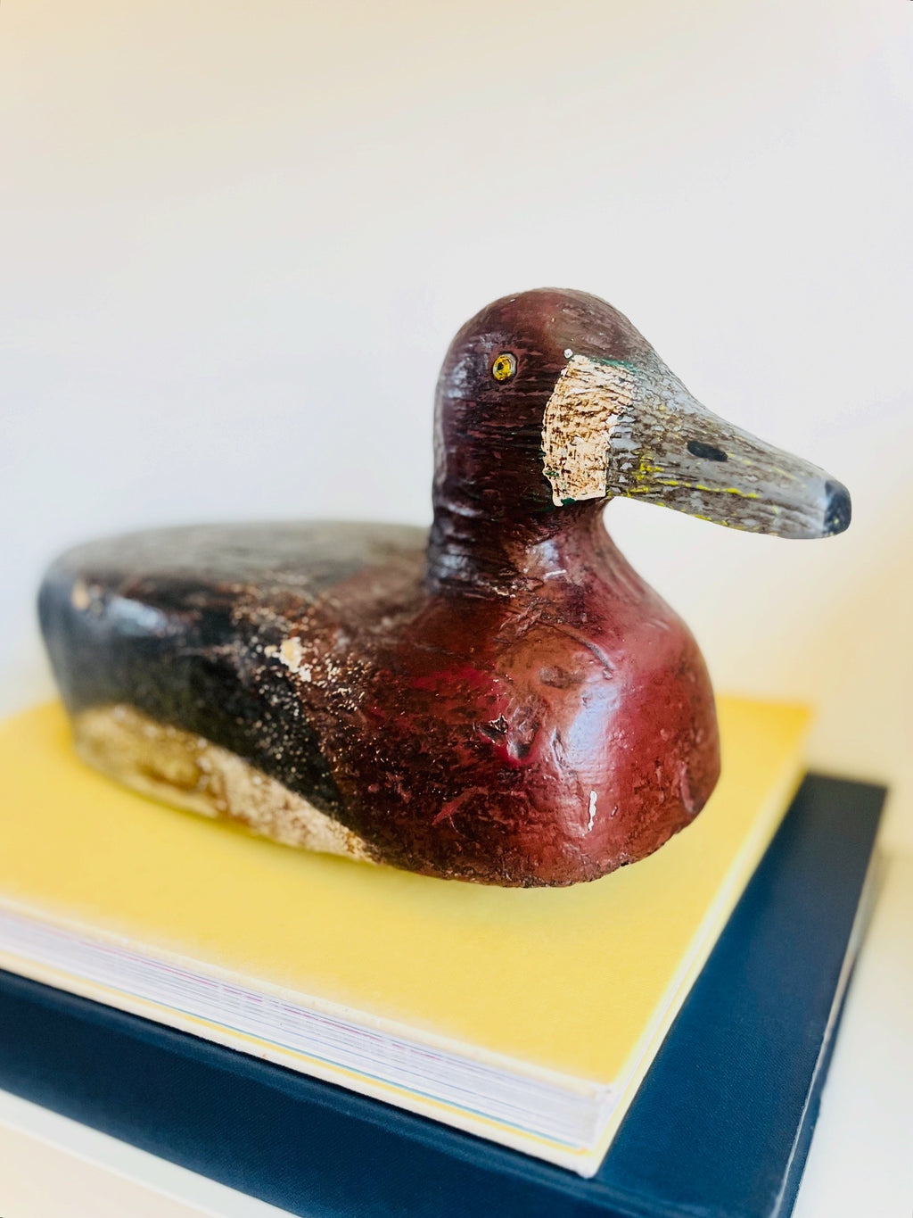 Hand carved blue bill decoy