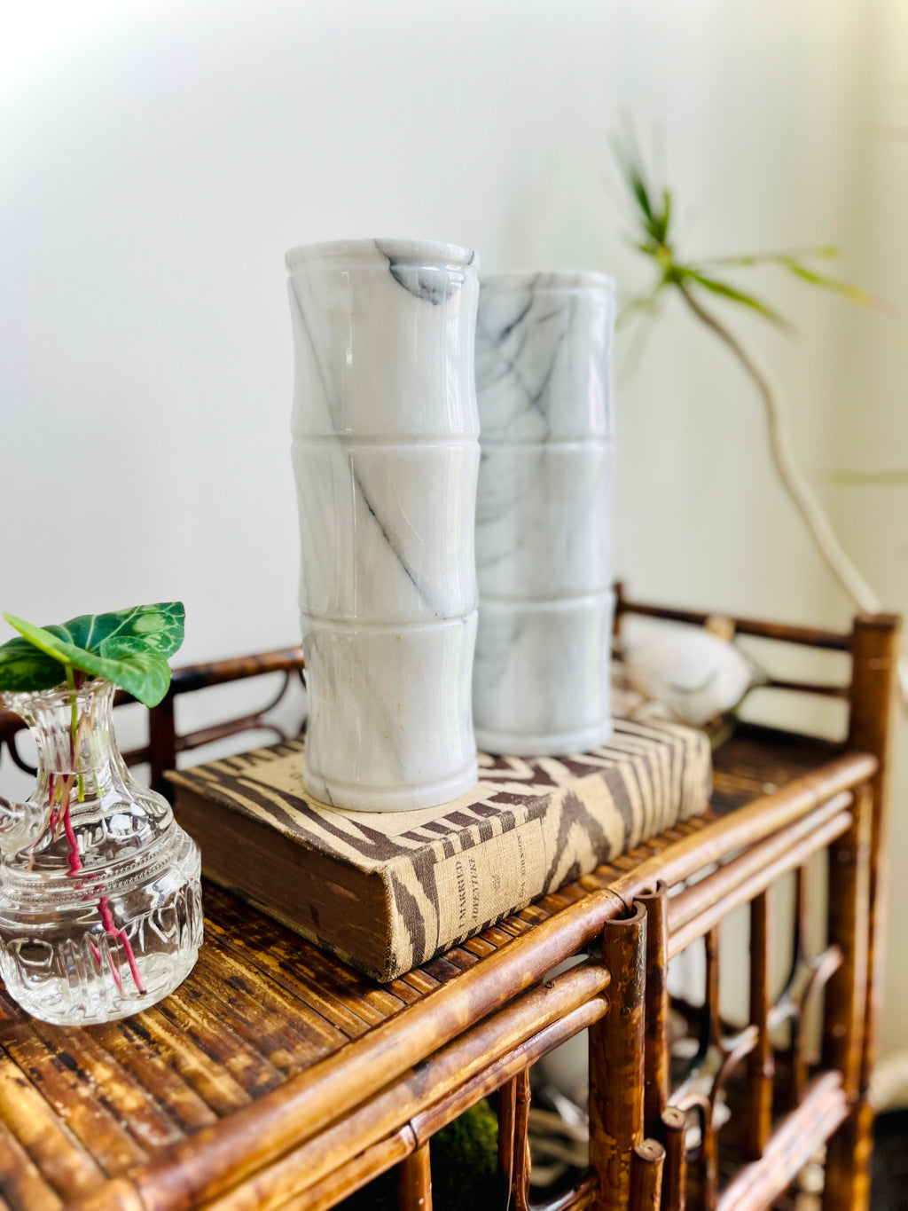 Marble bamboo cylinder vases